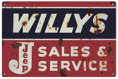 Willys Jeep Sales Reproduction Garage Shop Man Cave Metal Sign 18"x30"