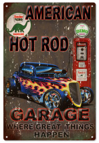 American Garage Reproduction Hot Rod Man Cave Metal Sign 18"x30"