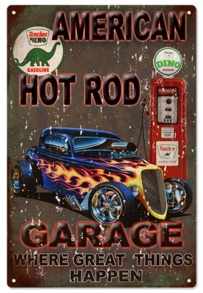 American Garage Reproduction Hot Rod Man Cave Metal Sign 18"x30"