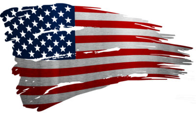American Flag Tattered With A Wave