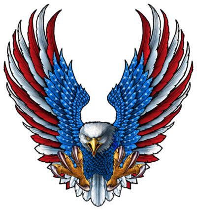Majestic American Eagle Draped In The Colors Of The American Flag 20x21