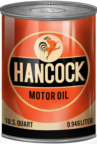 Hancock Motor Oil Can Reproduction Gas Station Metal Sign 12"x18"