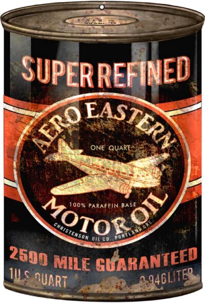 Aero Eastern Motor Oil Can Reproduction Gas Station Metal Sign 12"x18"