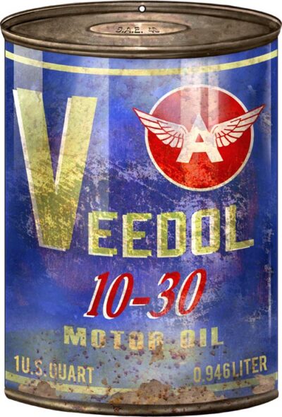 Veedol Garage Shop Reproduction Motor Oil Can Metal Sign 12"x18"