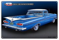 1959 Blue El Camino Metal Sign By Artist Michael Fishel 12x18