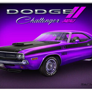 1970 Purple Dodge Challenger By Artist Michael Fishel 12x18