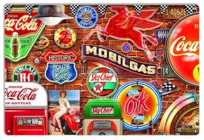 Neon Garage Metal Sign By Artist Michael Fishel 12x18