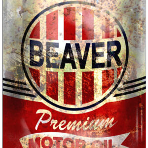 Beaver Motor Oil Can Reproduction Gas Station Metal Sign 12"x18"