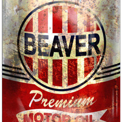 Beaver Motor Oil Can Reproduction Gas Station Metal Sign 12"x18"