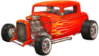 Red Hot Rod Cut Out Metal Sign By Michael Fishel 23.5x13