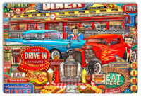 Diners In America Metal Sign By Artist Michael Fishel 12x18