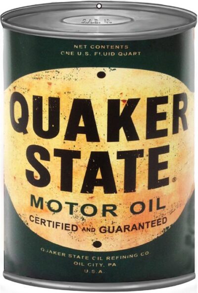 Quaker State Motor Oil Can Reproduction Gas Station Metal Sign 12"x18"