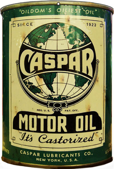 Caspar Motor Oil Can Reproduction Gas Station Metal Sign 12"x18"