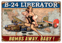 Airplane B-24 Liberator Pin Up Girl Sign By Steve McDonald 12x18