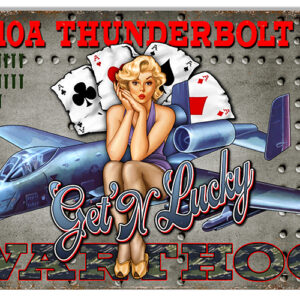 Airplane Get N Lucky Pin Up Girl Sign By Steve McDonald 12x18