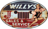 Jeep Willys Pin Up Girl Sign By Steve McDonald 11x18 Oval