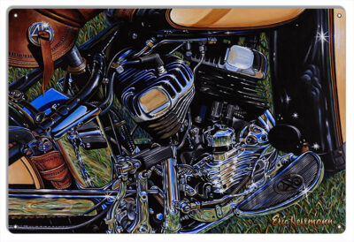Harley Davidson Motorcycle Metal Sign By Eric Herrmann 12x18