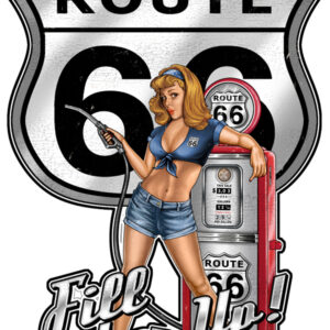 Route 66 Pin Up Girl Cut Out Sign By Steve McDonald 18x26