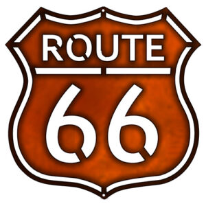 Route 66 Laser Cut Out Faux Copper Finish Metal Sign 14.5x14.5