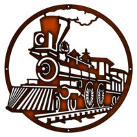 440 Train Engine Cut Out Faux Copper Finish Metal Sign 14.5x14.5