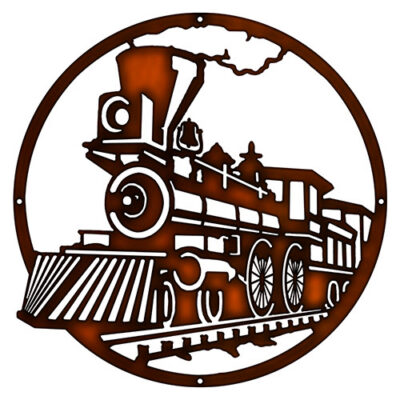 440 Train Engine Cut Out Faux Copper Finish Metal Sign 14.5x14.5
