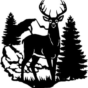 Deer In Forest Laser Cut Out Silhouette Wall Décor Metal Sign 14x14.5