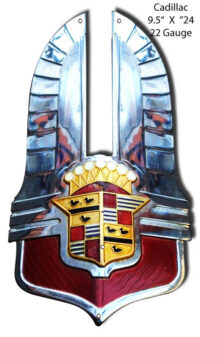 Cadillac Car Hood Ornament Cut Out Garage Art Metal Sign 9.5x16.5