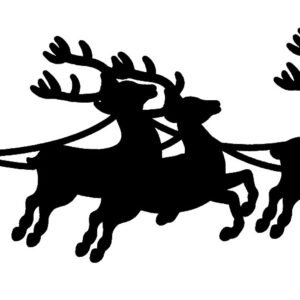 Santas Sleigh Reindeer Laser Cut Out Silhouette Metal Sign 5x23.5