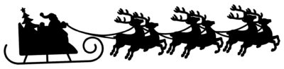Santas Sleigh Reindeer Laser Cut Out Silhouette Metal Sign 5x23.5