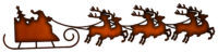 Santas Sleigh Reindeer Cut Out Faux Copper Finish Metal Sign 5x23.5