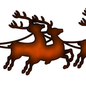 Santas Sleigh Reindeer  Cut Out Faux Copper Finish Metal Sign 5x23.5