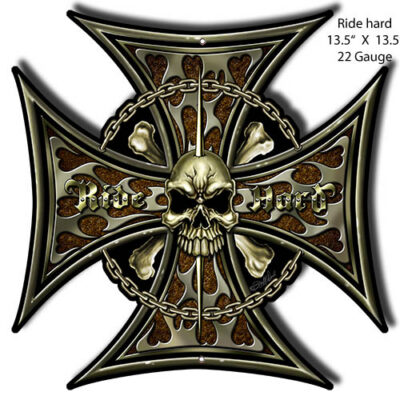 Ride Hard Cut Out By Steve McDonald Metal Sign 13.5x13.5