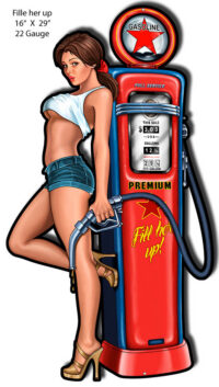 Texaco Pump Pin Up Girl Cut Out Metal Sign By Steve McDonald 16x29