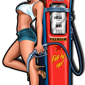 Texaco Pump Pin Up Girl Cut Out Metal Sign By Steve McDonald 16x29