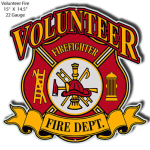 Volunteer Fire Dept Cut Out Man Cave Metal Sign 14.5x15