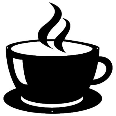 Coffee Mug Cut Out Wall Décor Silhouette Metal Sign 12x12