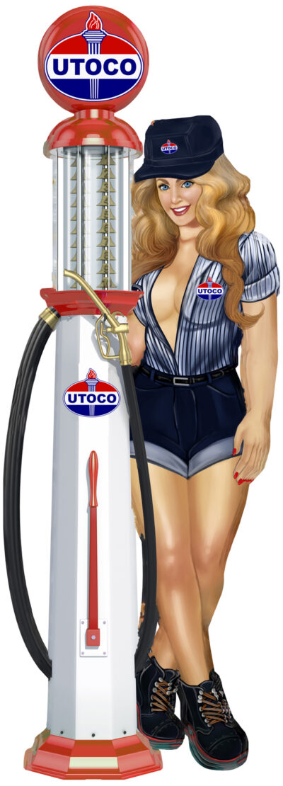 Pin Up UTOCO Girl Gas Pump Reproduction Sign