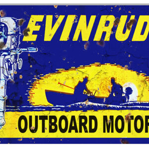 Evinrude Motors Garage Art Hunting And Fishing Metal Sign 12x18