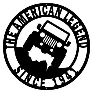 American Legend Jeep Cut Out Wall Art Silhouette Metal Sign