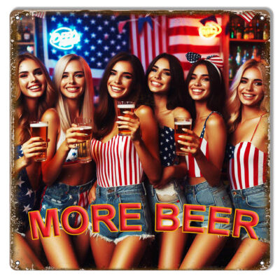 MORE BEER GIRLS Metal Sign