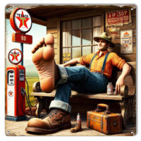 Texaco Big Foot Lumberjack Metal Sign