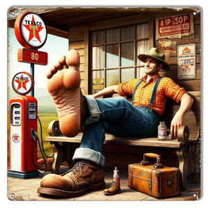 Texaco Big Foot Lumberjack Metal Sign