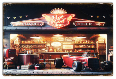 Hot Rod Diner 12x18 Metal Sign