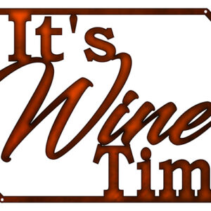 Wine Time Cut Out Wall Decor Faux Copper Finish Metal Sign