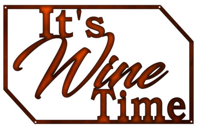 Wine Time Cut Out Wall Decor Faux Copper Finish Metal Sign