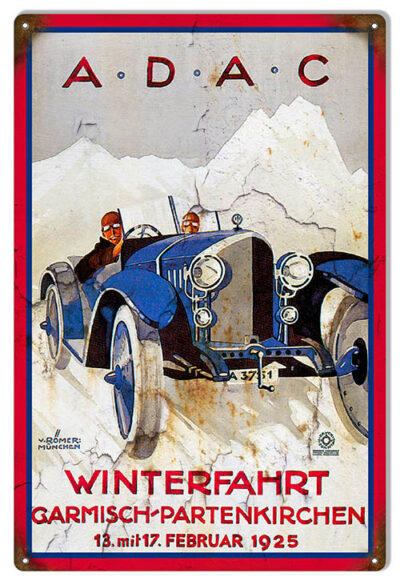 Winterfahrt Vintage Car Reproduction Garage Art Metal Sign