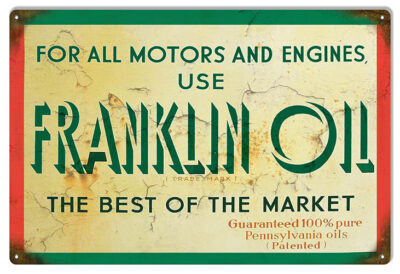 Franklin Motor Oil Reproduction Gas Station Garage Metal Sign