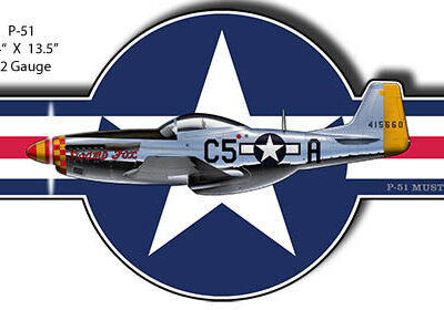 Airplane P-51 Mustang Laser Cut Out Aviation Metal Sign 13.5x22