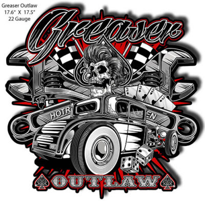 Greaser Outlaw Cut Out Hot Rod Garage Art Metal Sign