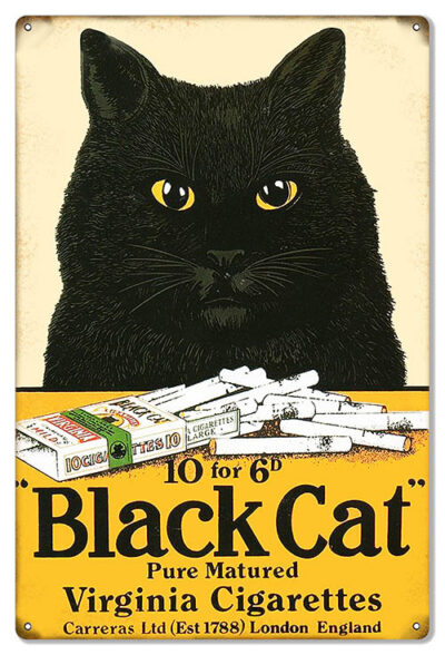 Black Cat Cigarette Reproduction Large Cigar Metal Sign